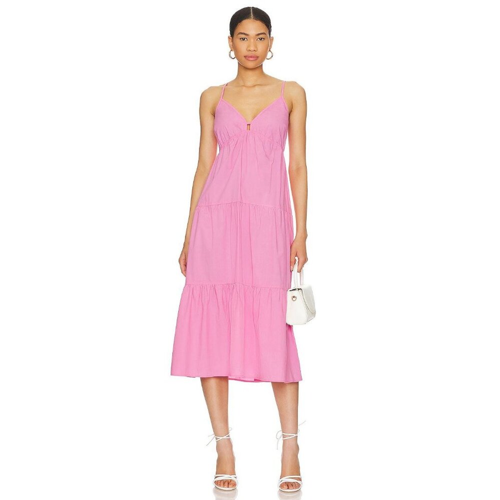 Rails Avril Dress in Hot Pink XSmall New Womens Midi Cotton